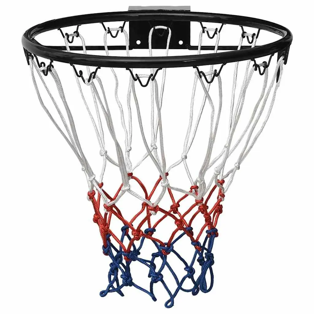 Basketball Rim Steel Wall-Mounted 39 cm Black Nylon Net for Indoor and Outdoor Use