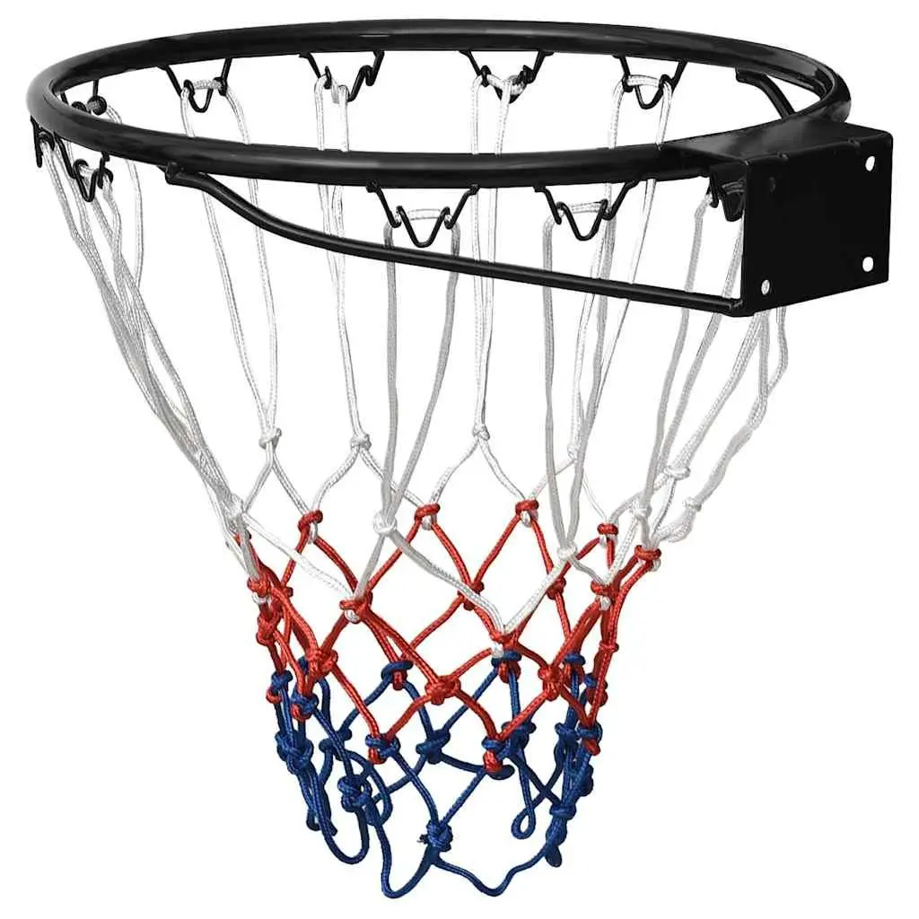 Basketball Rim Steel Wall-Mounted 39 cm Black Nylon Net for Indoor and Outdoor Use