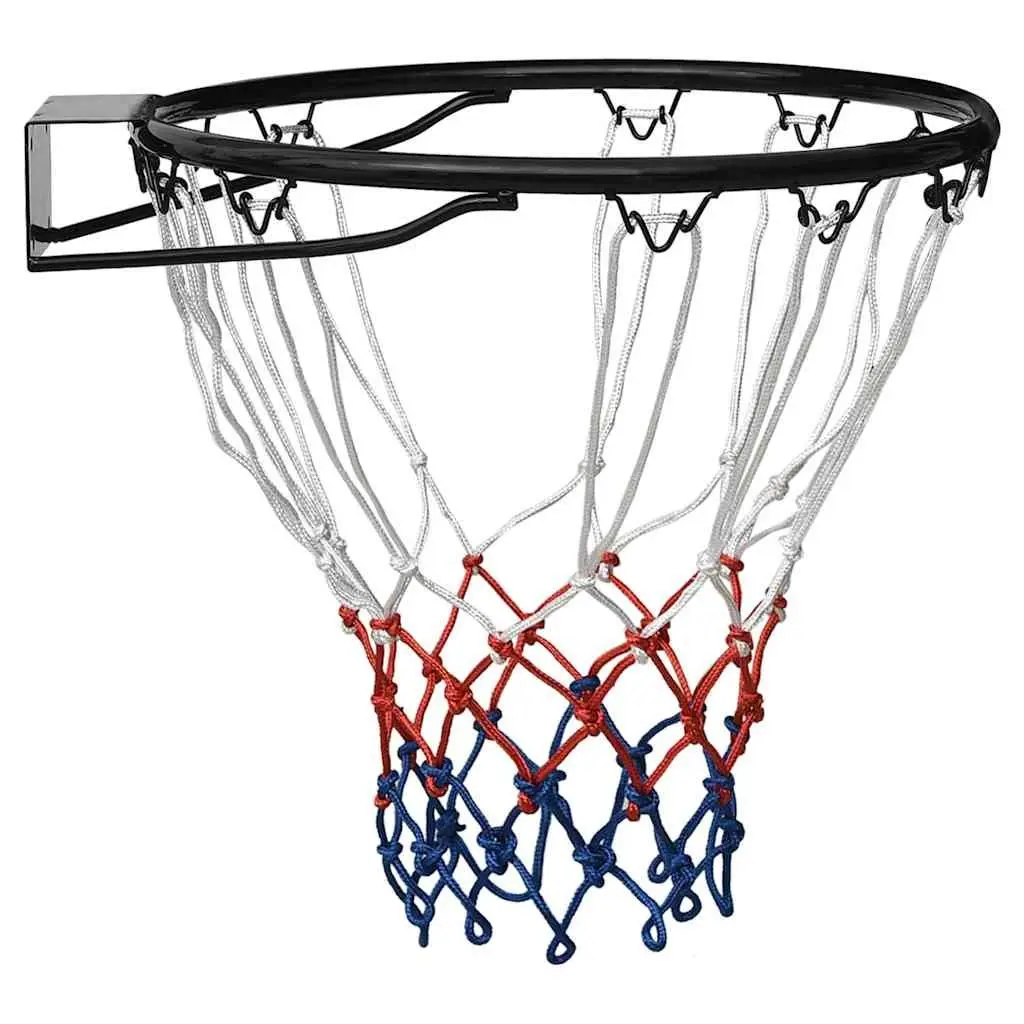 Basketball Rim Steel Wall-Mounted 39 cm Black Nylon Net for Indoor and Outdoor Use