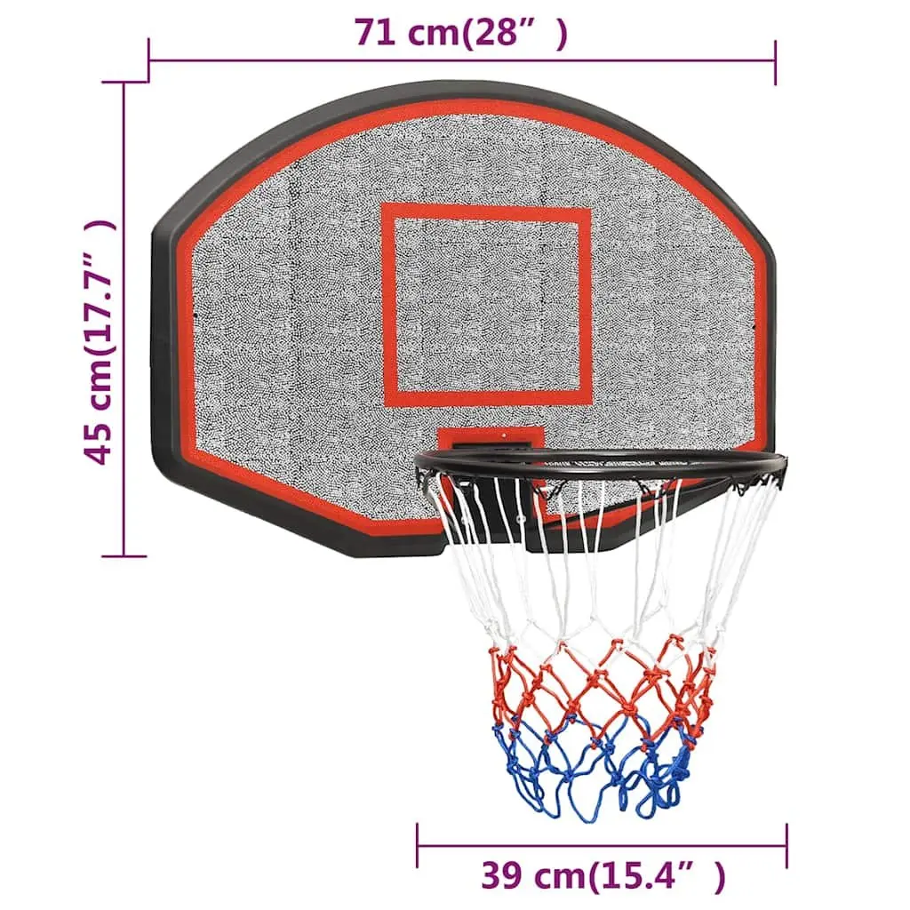 Wall-Mounted Basketball Backboard Polyethene 71x45cm Black Indoor Outdoor Practice