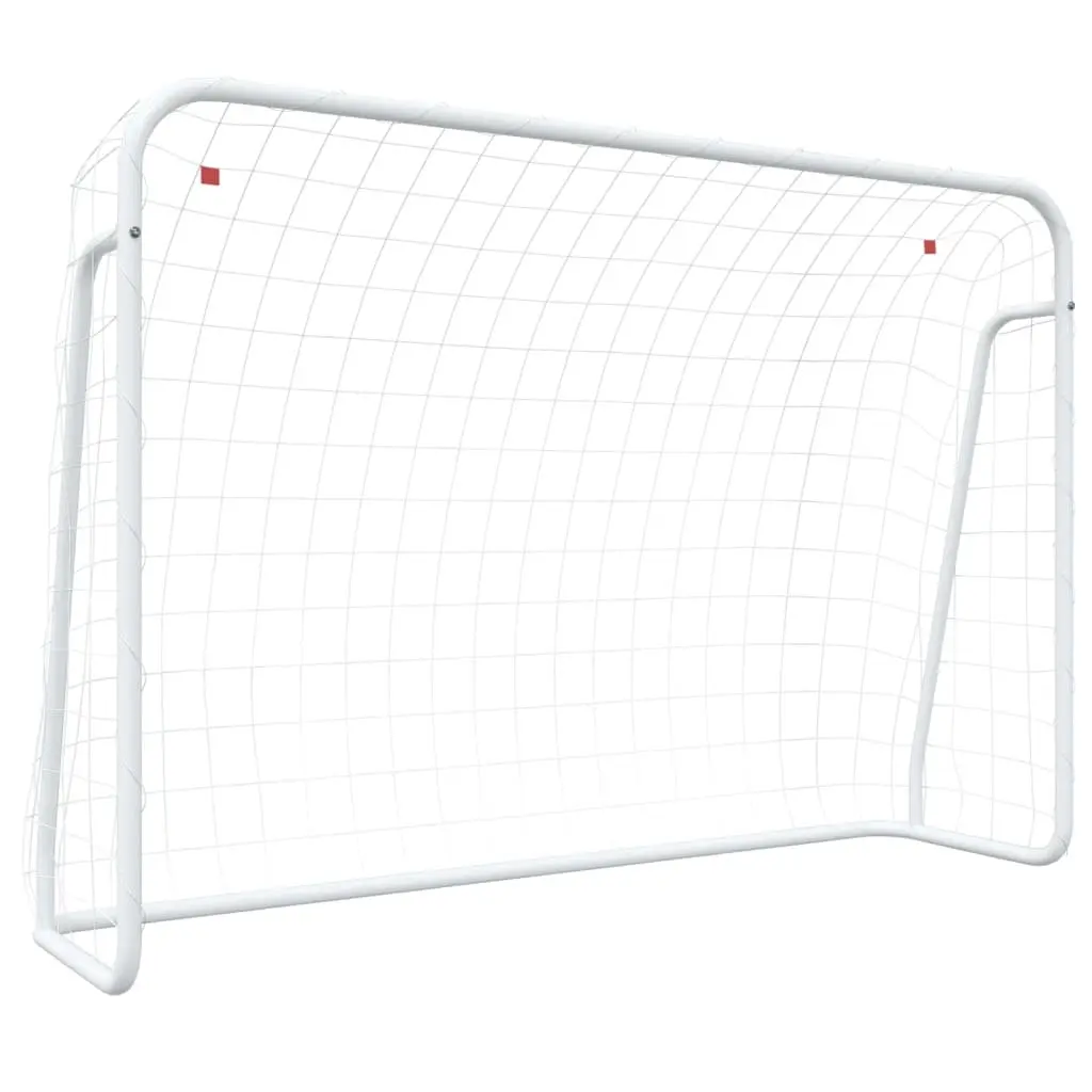 Football Goal with Net Steel Frame 214x75x152cm White Polyester