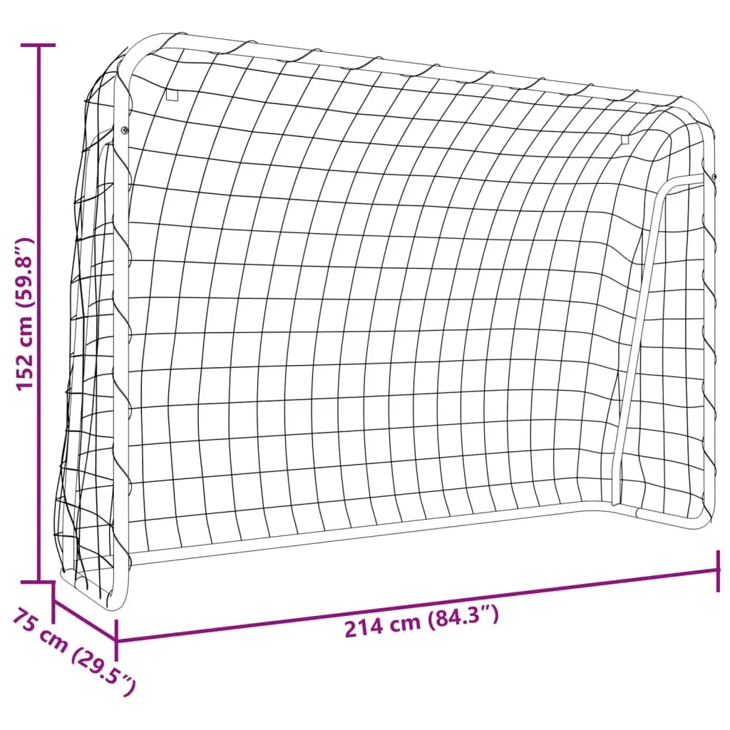 Football Goal with Net Steel Frame 214x75x152cm White Polyester