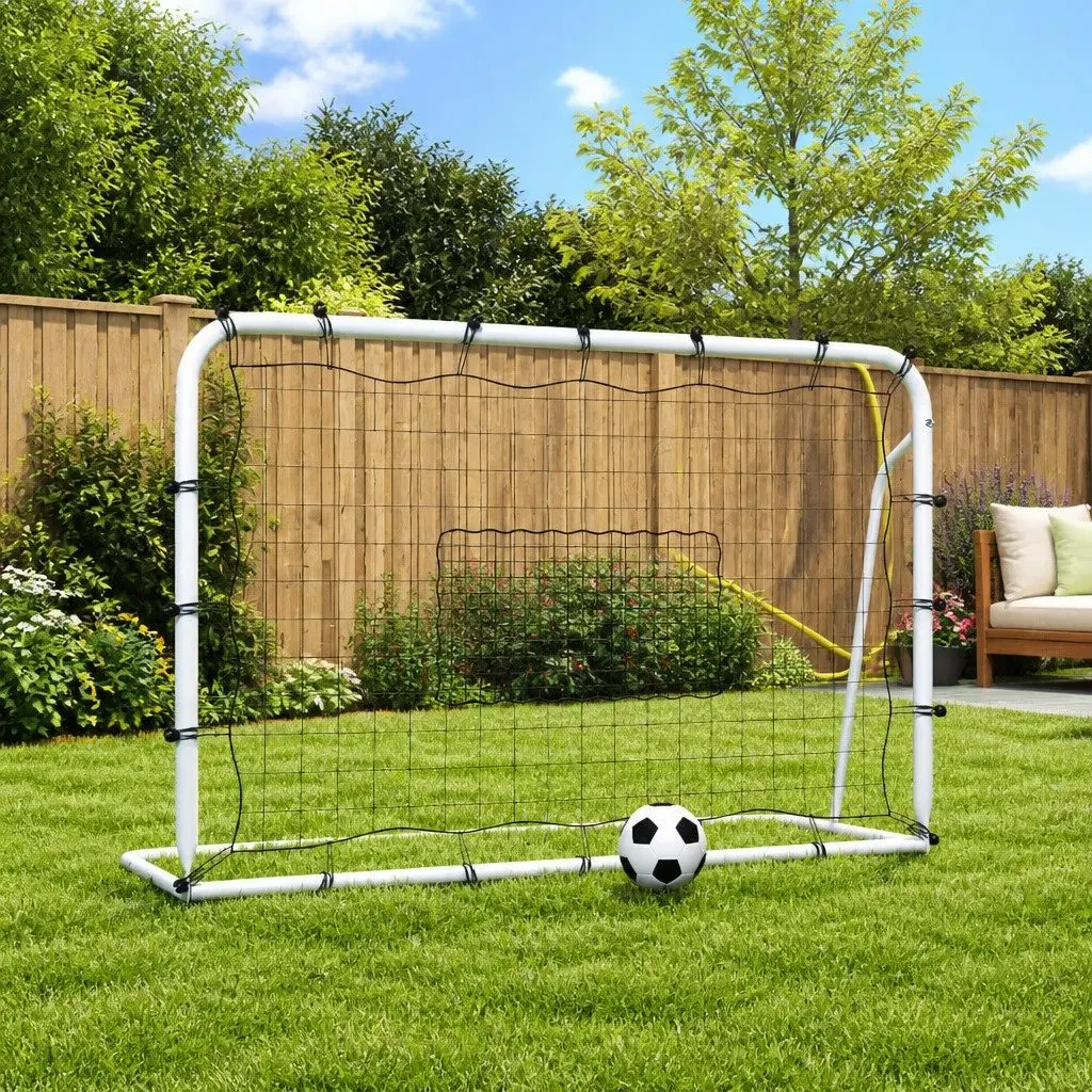 Football Net Rebounder Training Aid Steel Frame 184 x 61 x 123 cm White