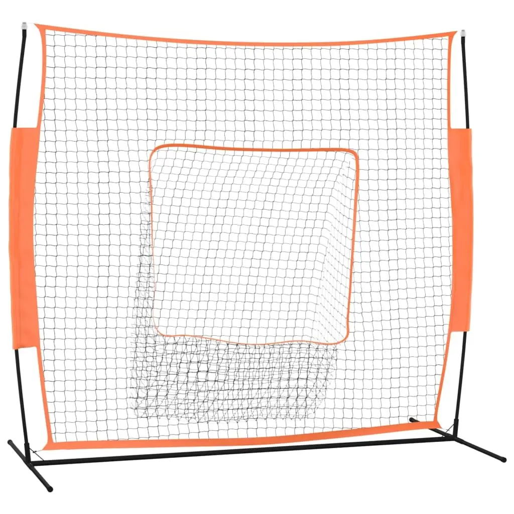 Baseball Practice Net Portable Polyester Steel Frame 219x107x212cm Orange and Black