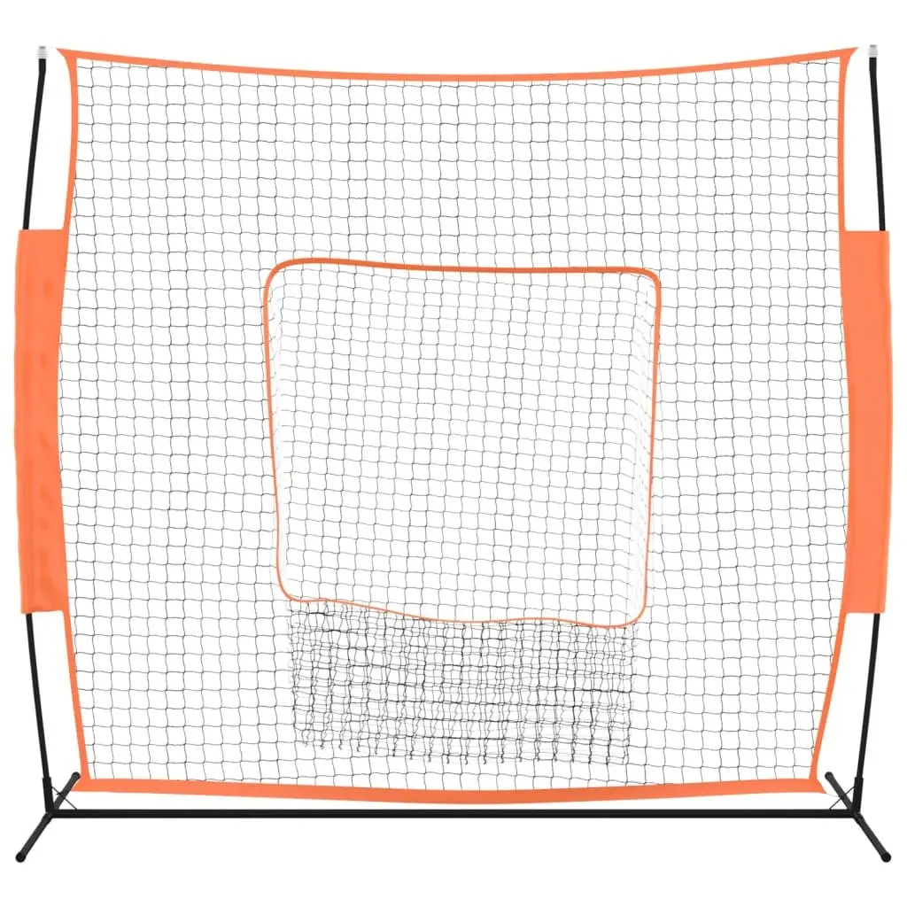 Baseball Practice Net Portable Polyester Steel Frame 219x107x212cm Orange and Black