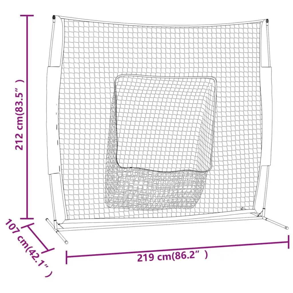 Baseball Practice Net Portable Polyester Steel Frame 219x107x212cm Orange and Black