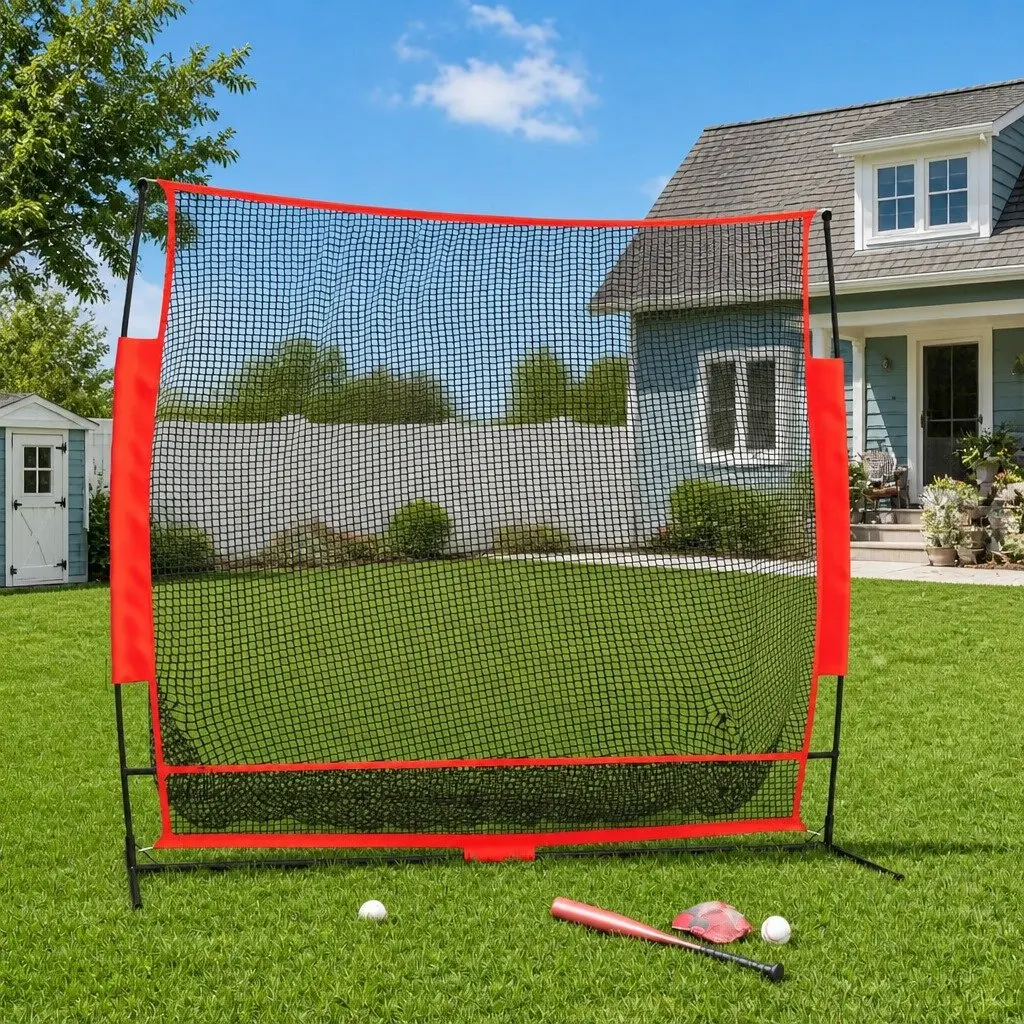 Baseball Batting Net Portable Knotless Polyester Black 215x107x216cm
