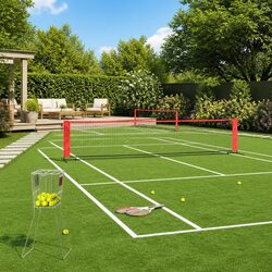 Tennis Net Polyester Black Red Outdoor Backyard Garden Practice Training