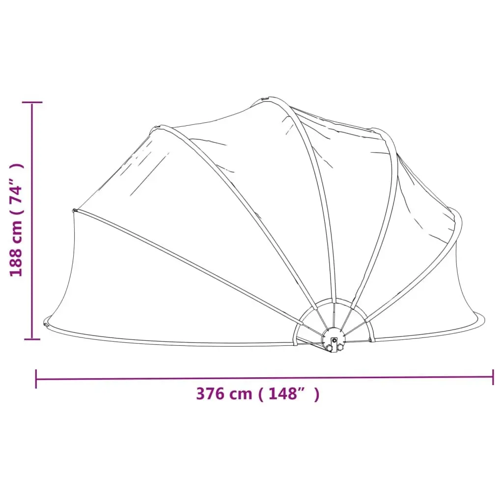 Pool Dome Round 376x188 cm Transparent PVC Shelter Cover Hinged Tent