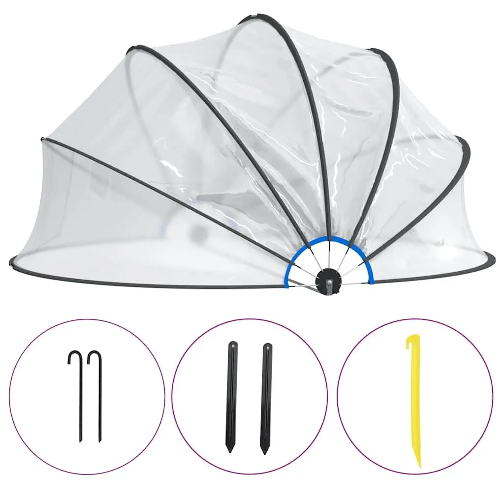 Pool Dome Round 406x203 cm Transparent PVC Cover Shelter Enclosure Protection