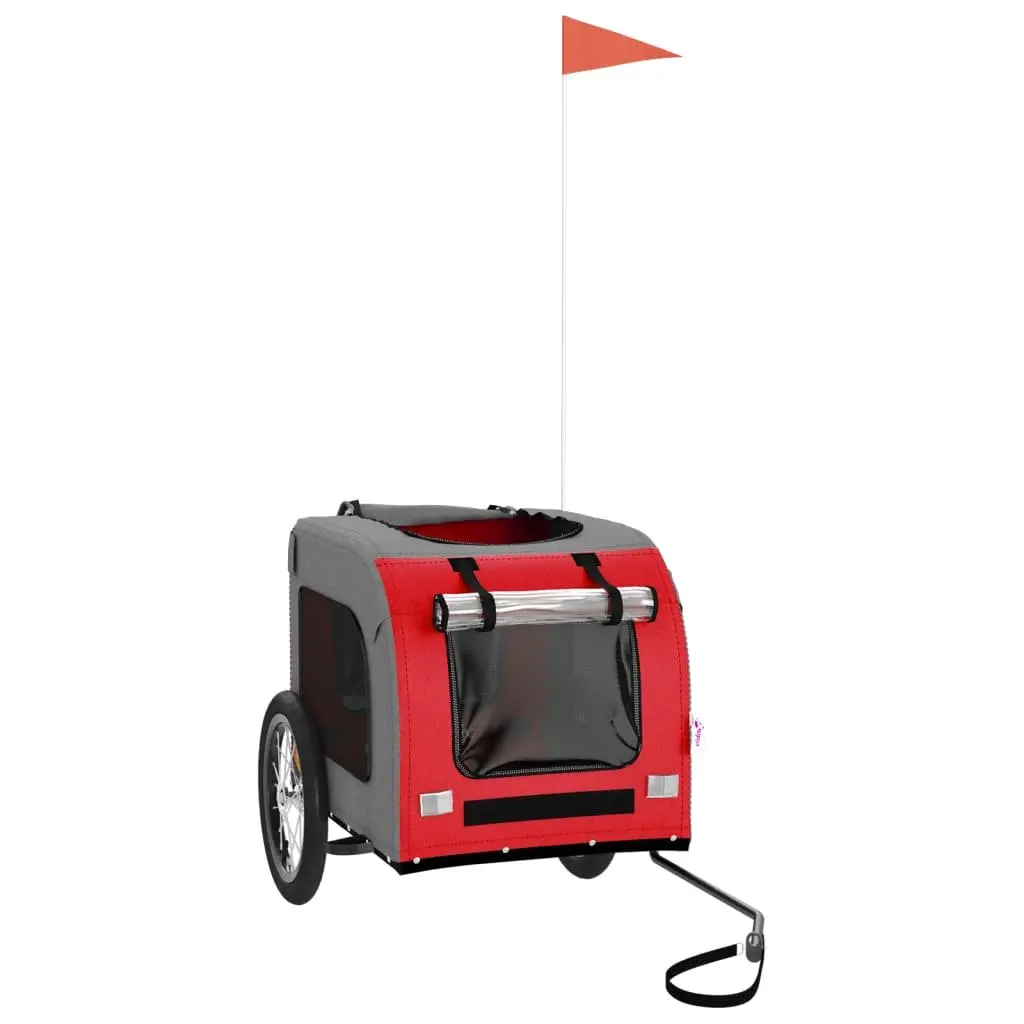 Pet Bike Trailer Iron Frame Oxford Fabric Red for Small Dogs