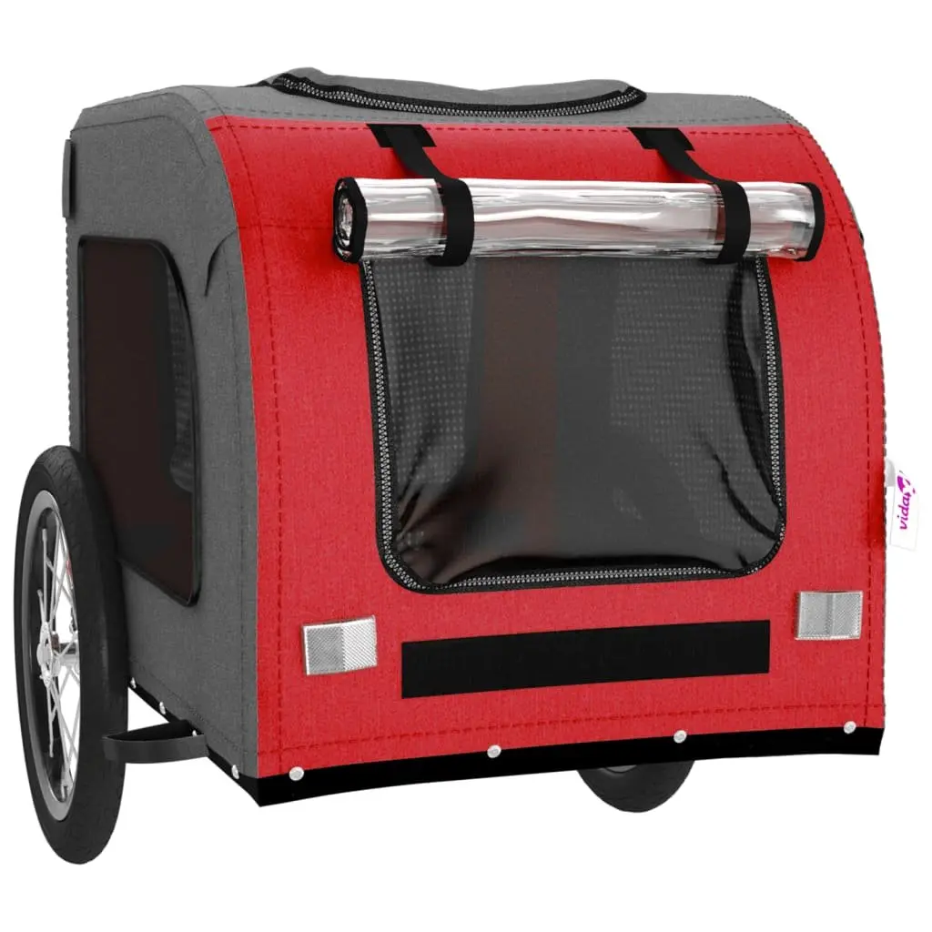 Pet Bike Trailer Iron Frame Oxford Fabric Red for Small Dogs