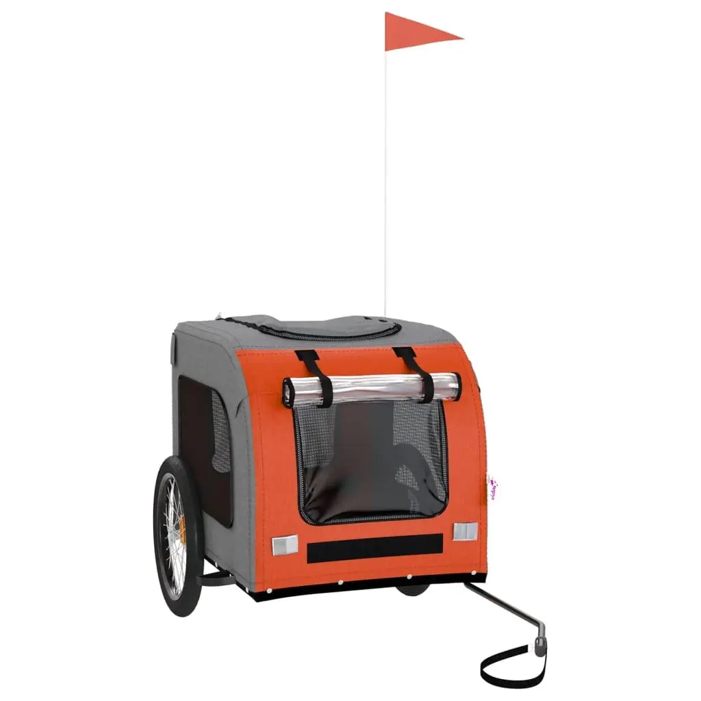 Pet Trailer Small Dogs Iron Frame Orange Oxford Fabric Cargo Attachment