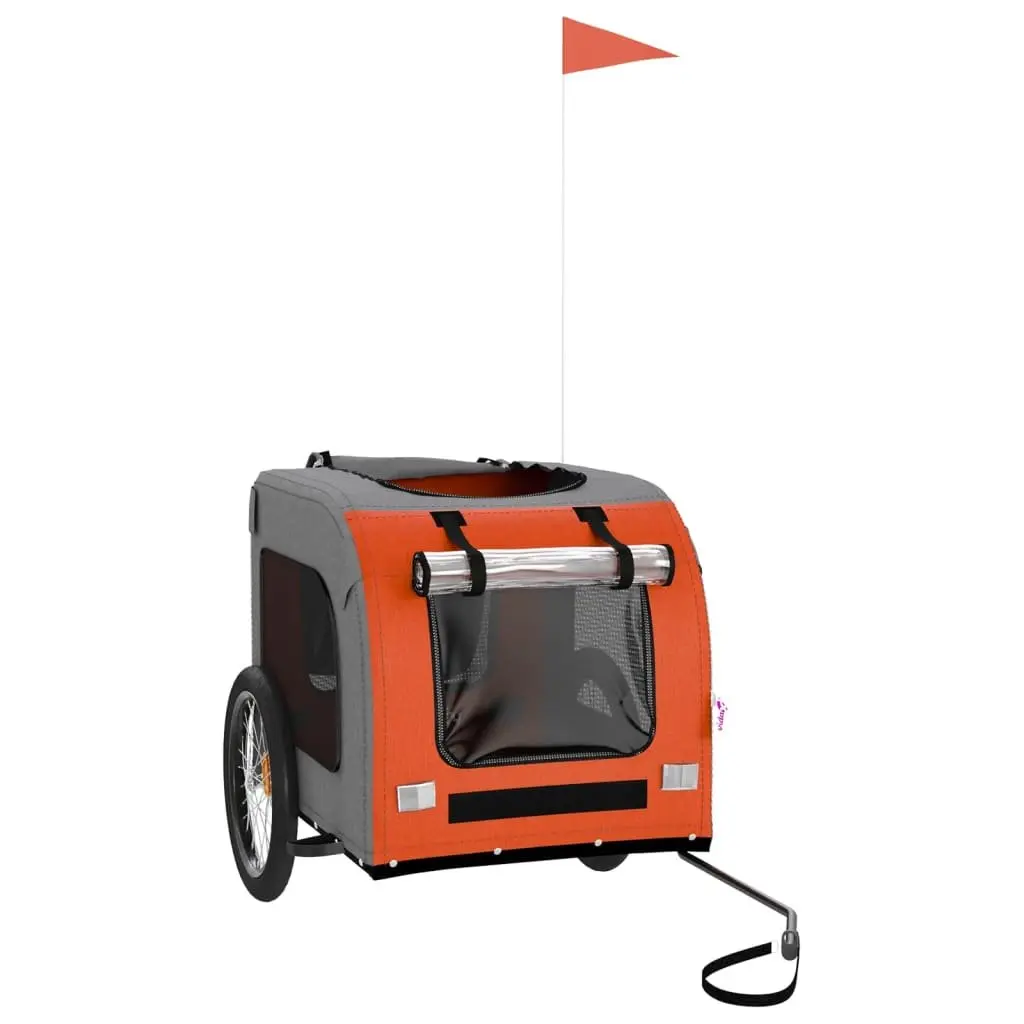 Pet Trailer Small Dogs Iron Frame Orange Oxford Fabric Cargo Attachment