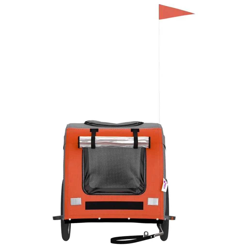 Pet Trailer Small Dogs Iron Frame Orange Oxford Fabric Cargo Attachment
