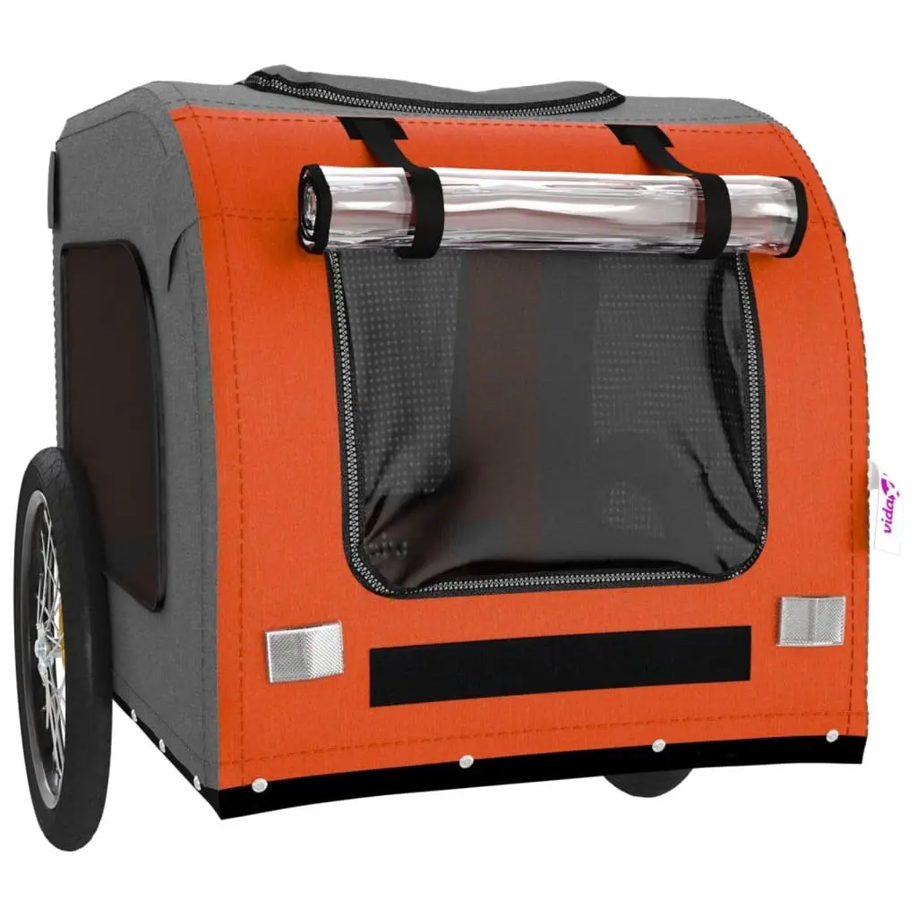 Pet Trailer Small Dogs Iron Frame Orange Oxford Fabric Cargo Attachment
