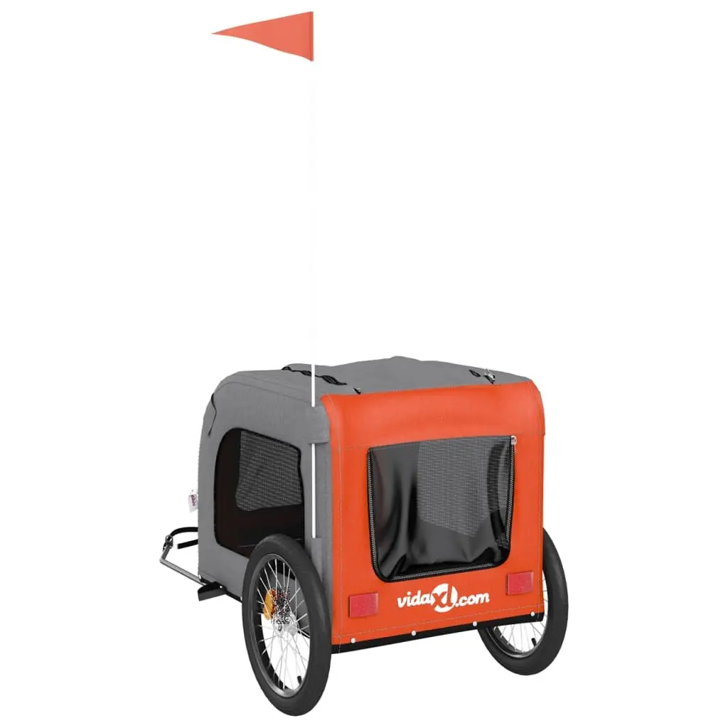 Pet Trailer Small Dogs Iron Frame Orange Oxford Fabric Cargo Attachment