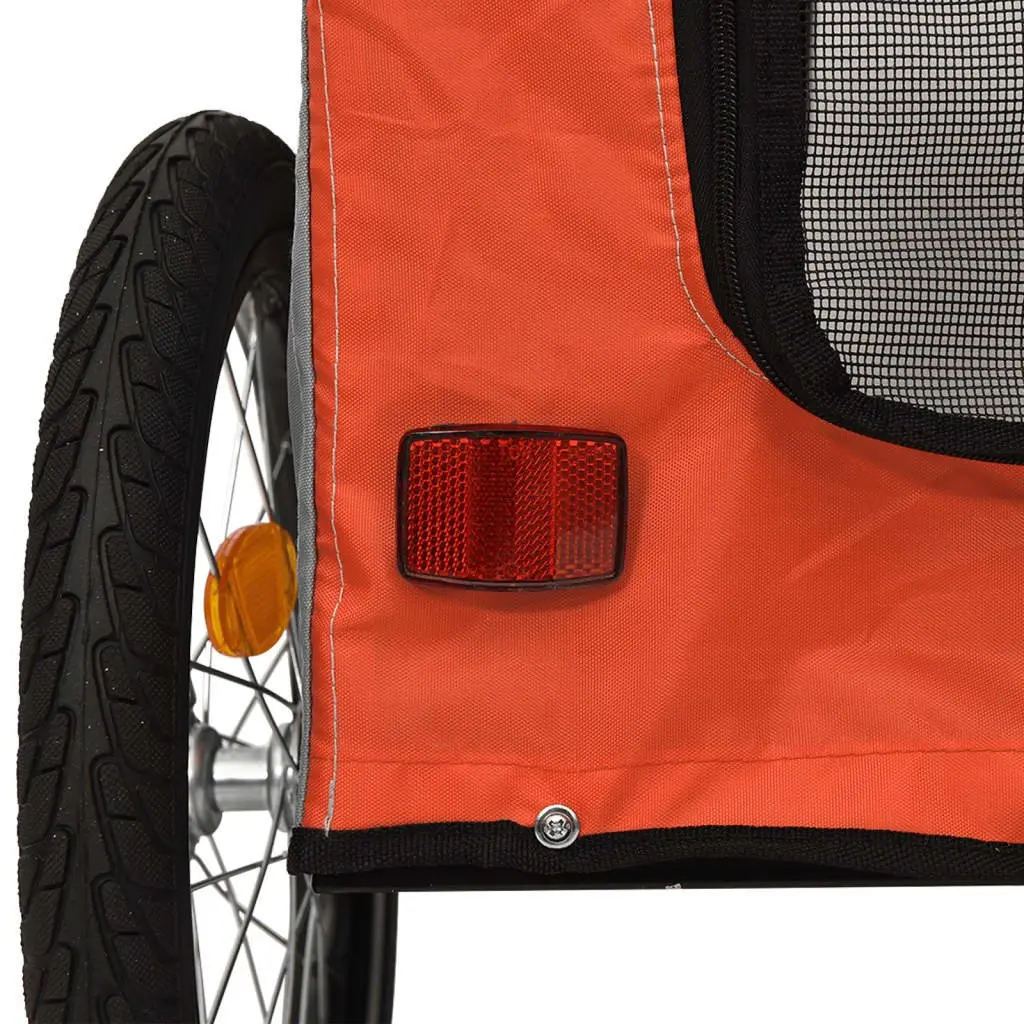 Pet Trailer Small Dogs Iron Frame Orange Oxford Fabric Cargo Attachment