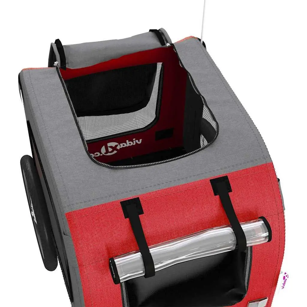 Pet Bike Trailer Iron Frame Oxford Fabric Small Dogs Red