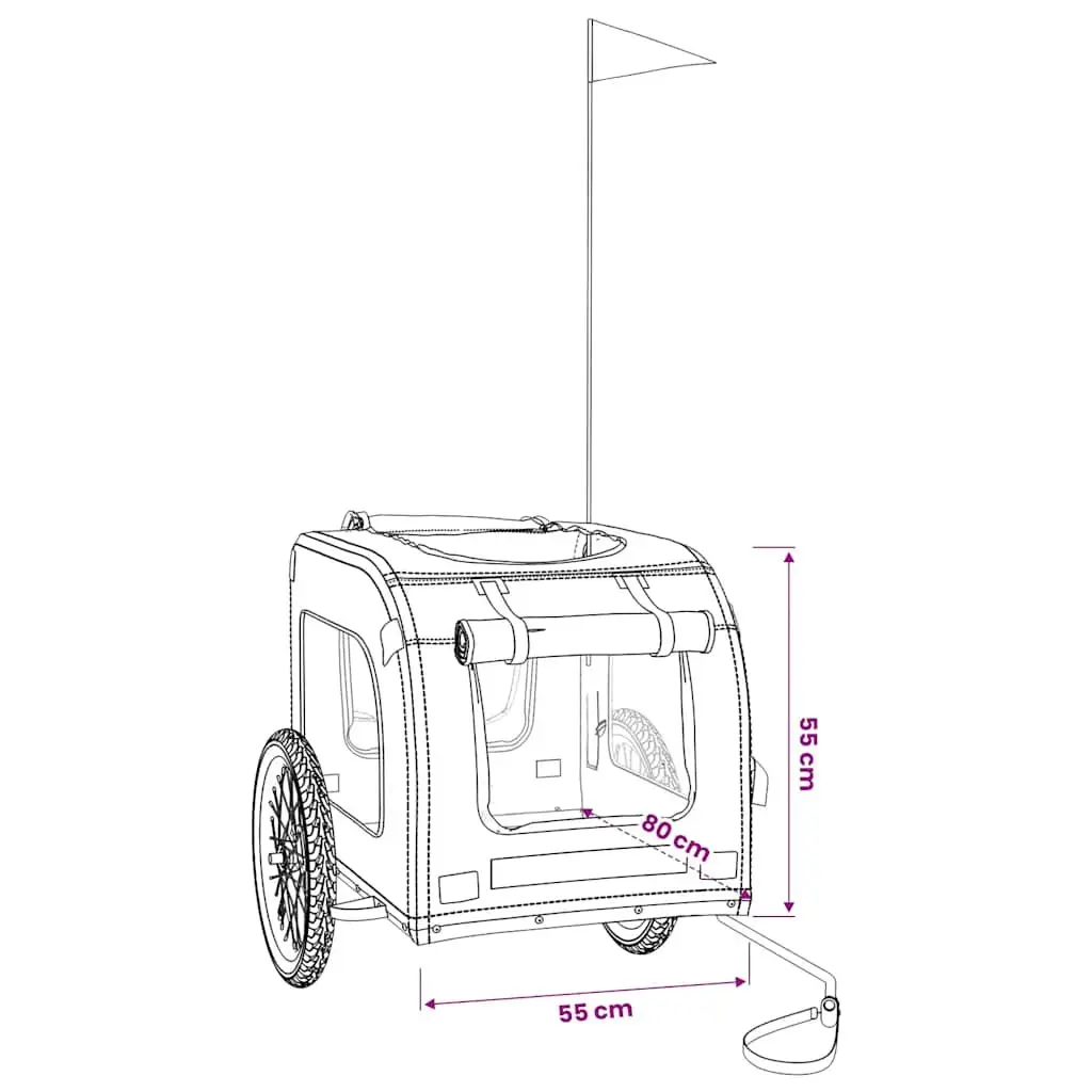Pet Bike Trailer Iron Frame Oxford Fabric Small Dogs Red