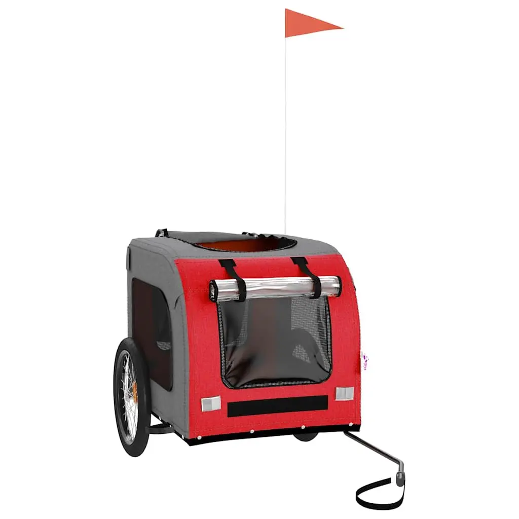Pet Bike Trailer Iron Frame Oxford Fabric Small Dogs Red