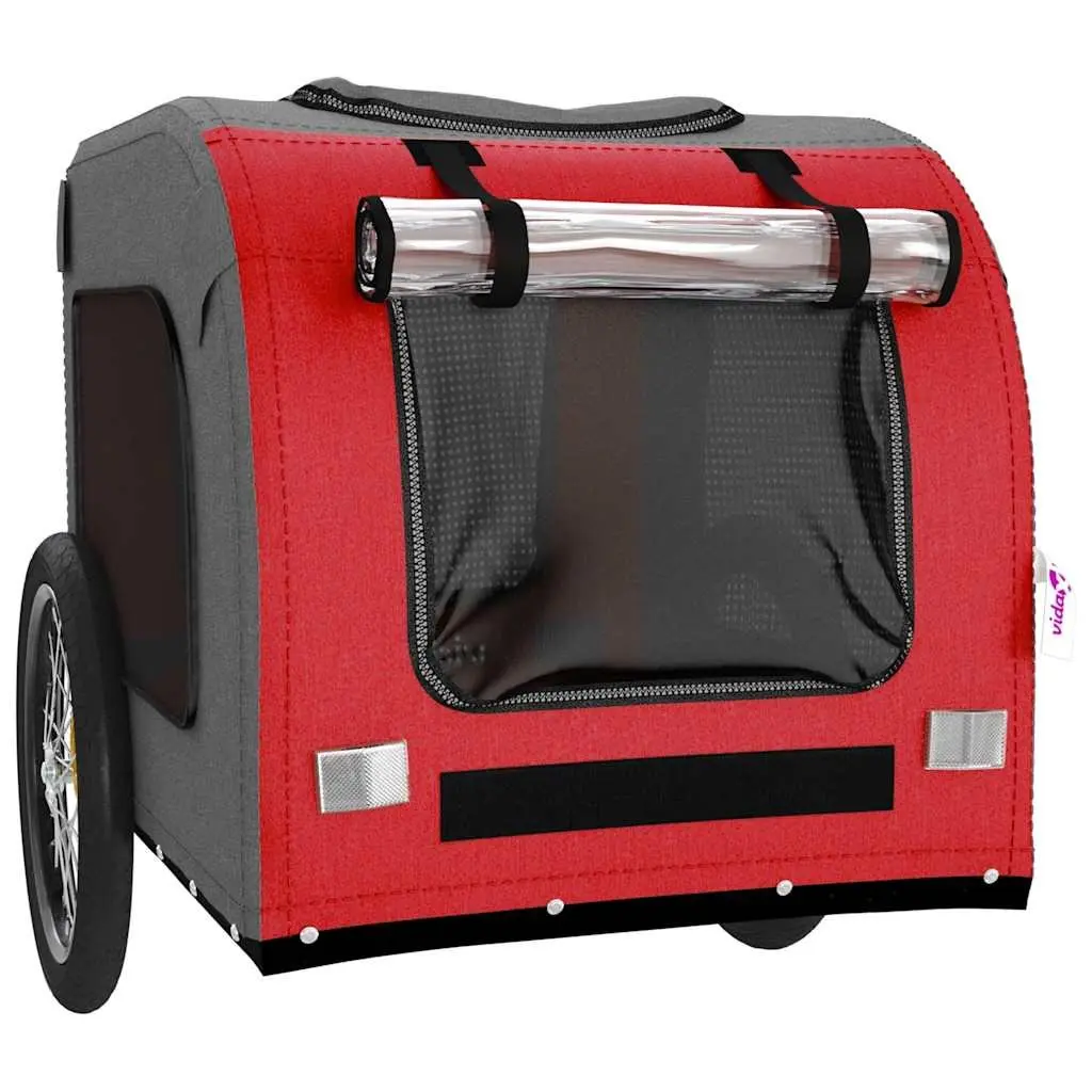 Pet Bike Trailer Iron Frame Oxford Fabric Small Dogs Red