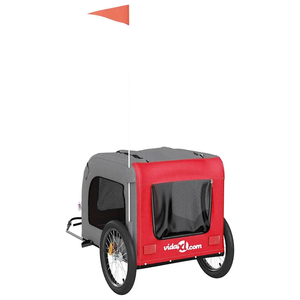 Pet Bike Trailer Iron Frame Oxford Fabric Small Dogs Red
