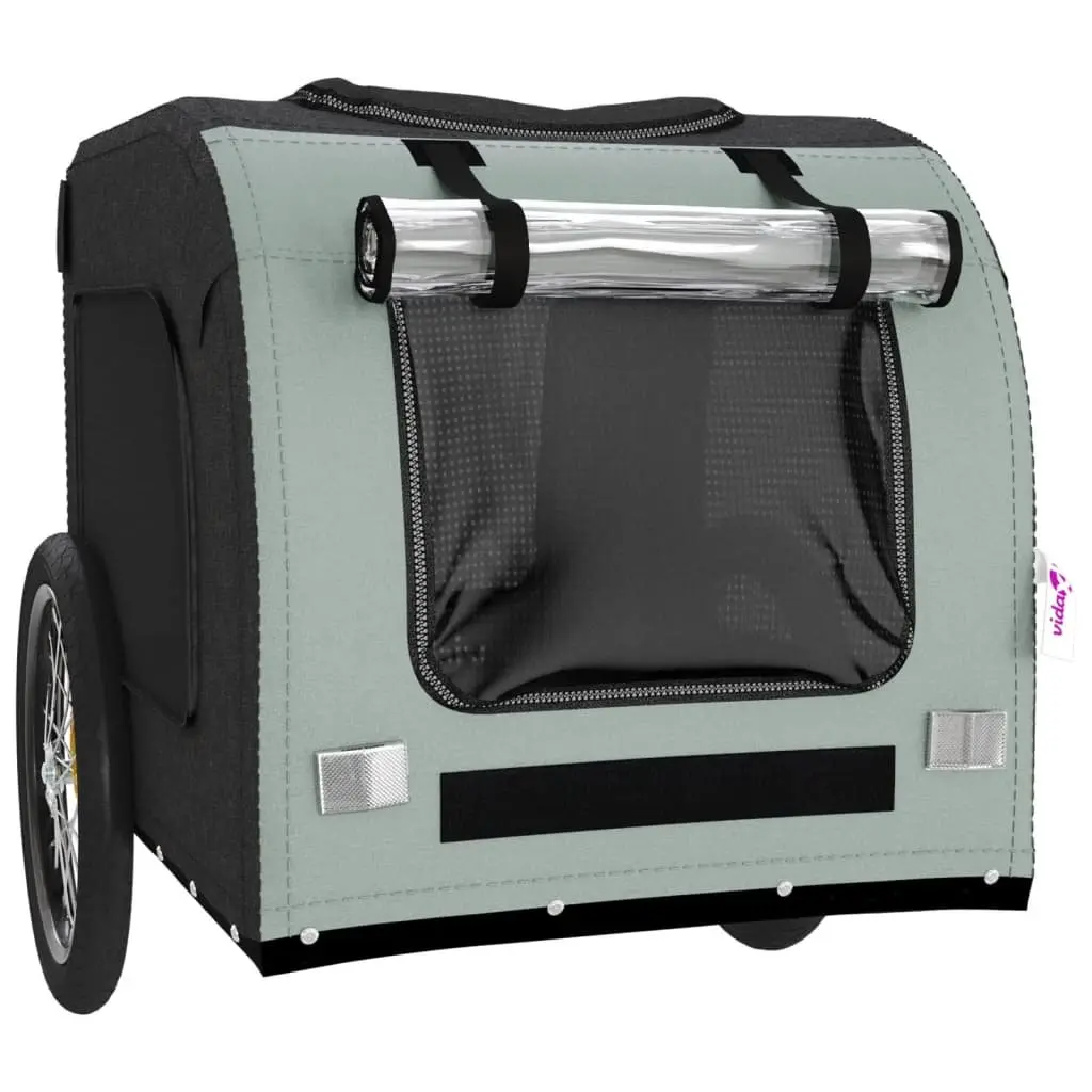 Small Dog Pet Bike Trailer Iron Frame Oxford Fabric Grey Cargo Carrier