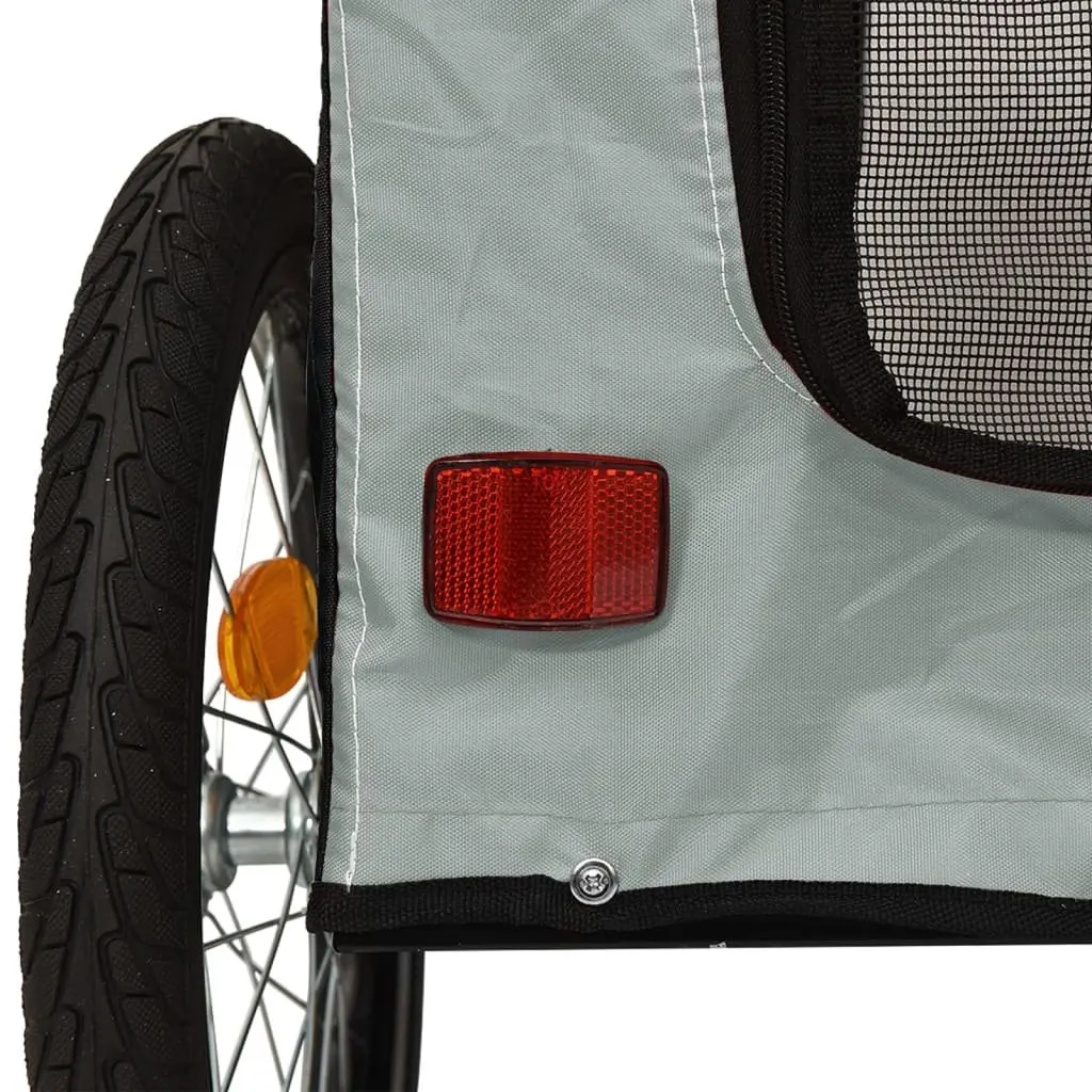 Small Dog Pet Bike Trailer Iron Frame Oxford Fabric Grey Cargo Carrier