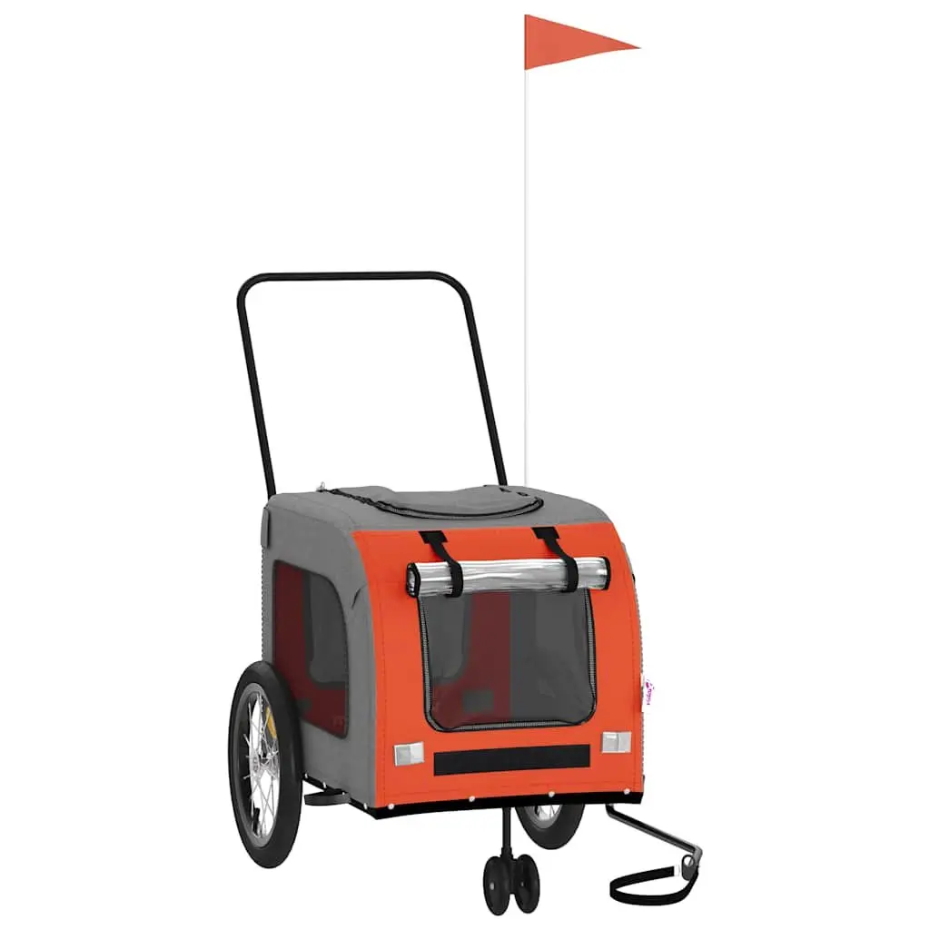 Pet Bike Trailer Iron Frame Oxford Fabric Orange for Small Dogs