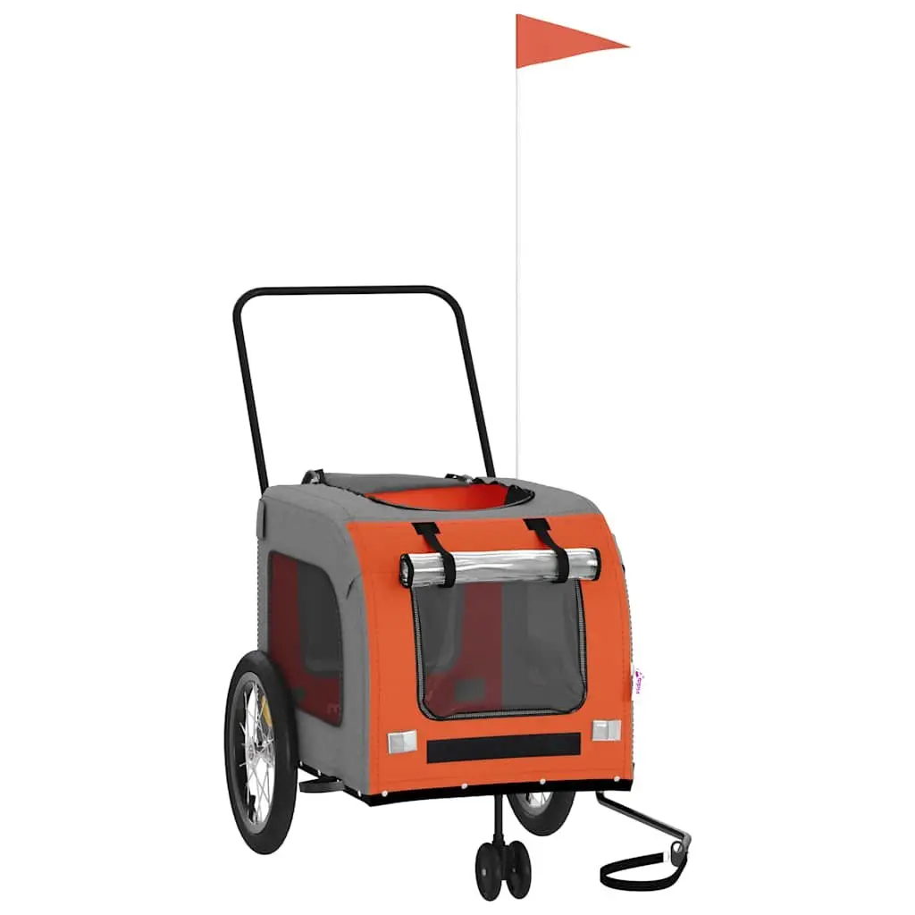 Pet Bike Trailer Iron Frame Oxford Fabric Orange for Small Dogs