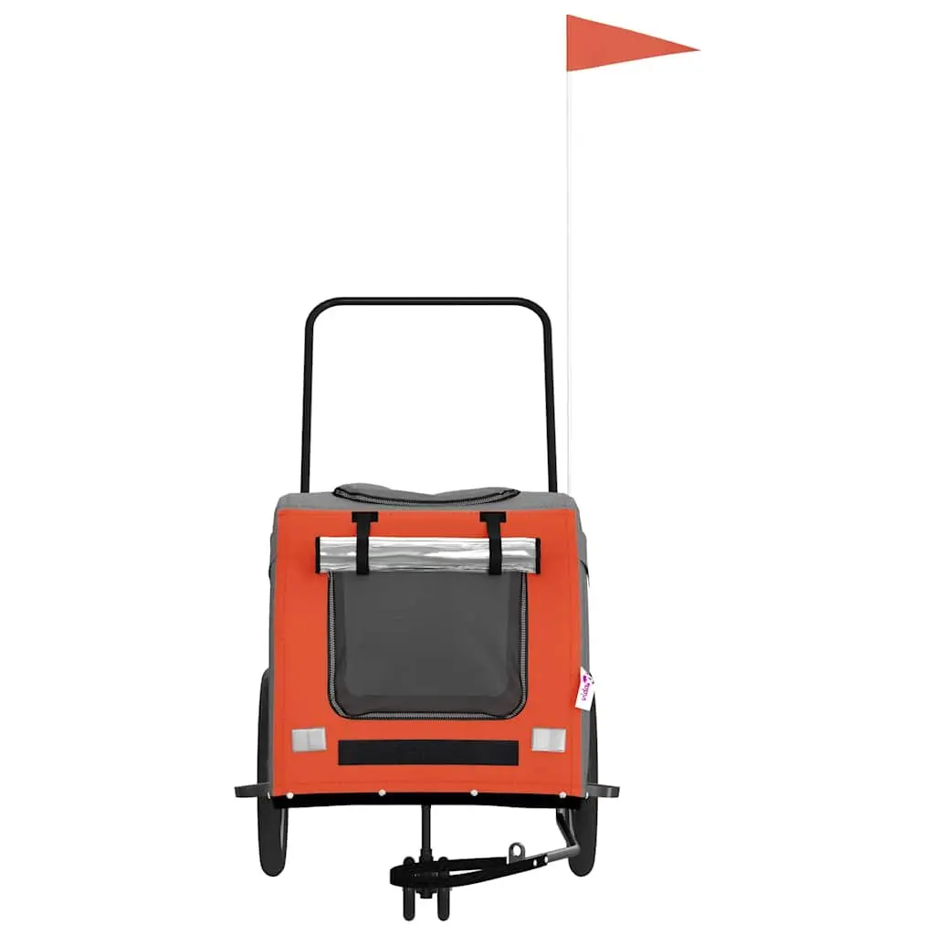 Pet Bike Trailer Iron Frame Oxford Fabric Orange for Small Dogs