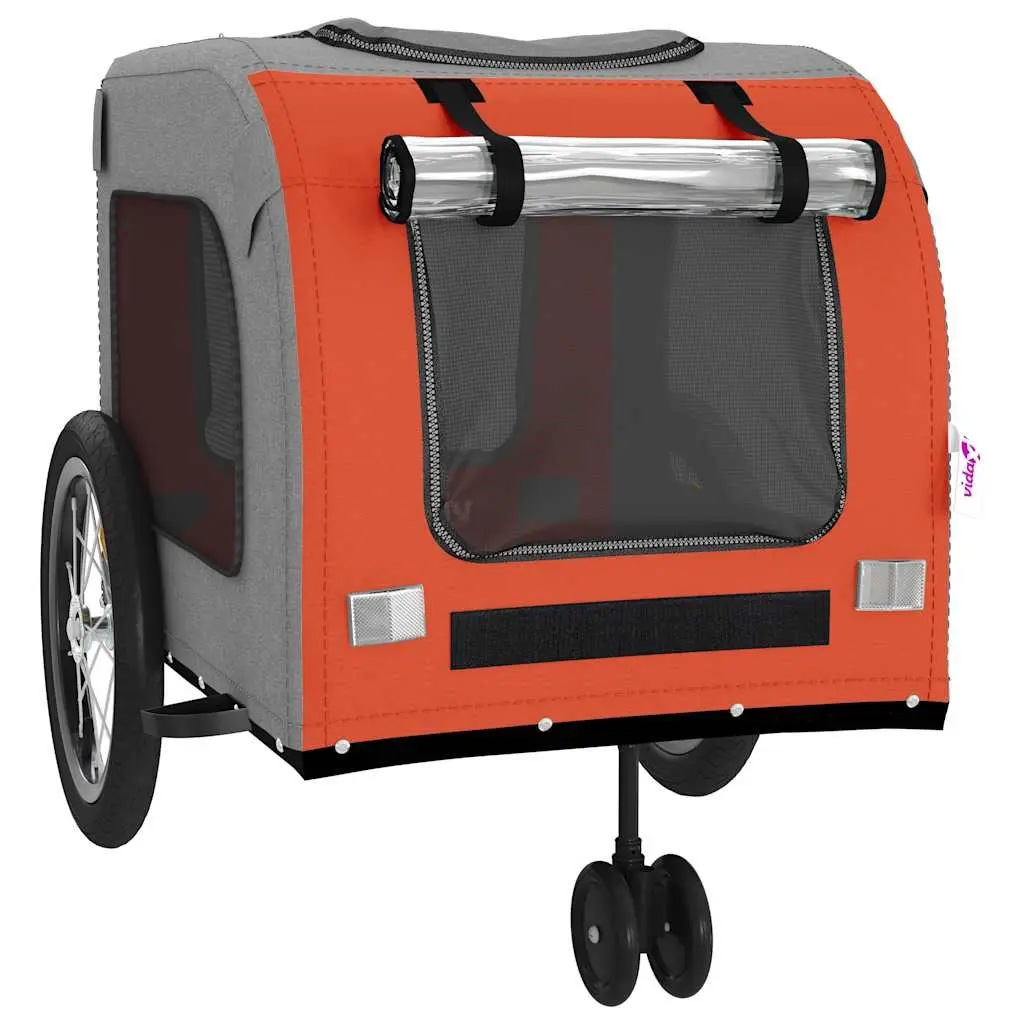 Pet Bike Trailer Iron Frame Oxford Fabric Orange for Small Dogs