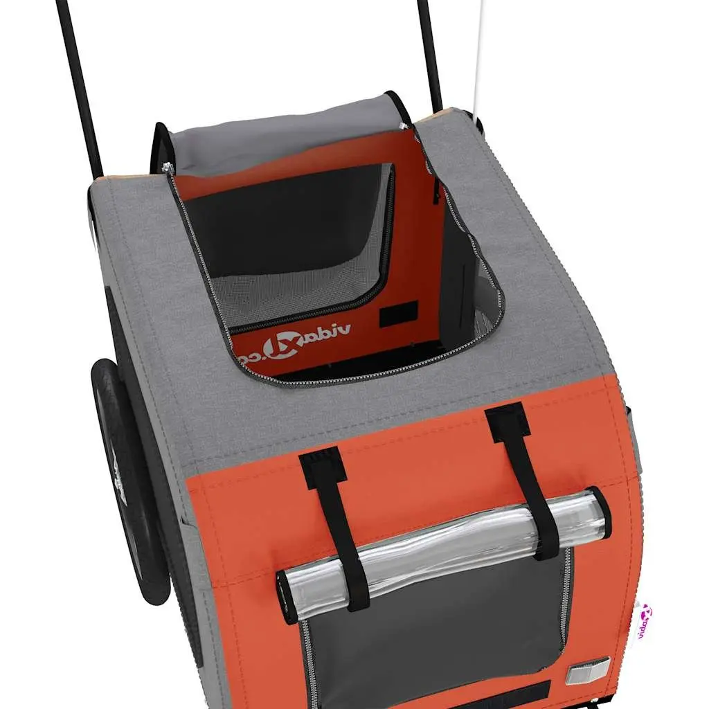 Pet Bike Trailer Iron Frame Oxford Fabric Orange for Small Dogs