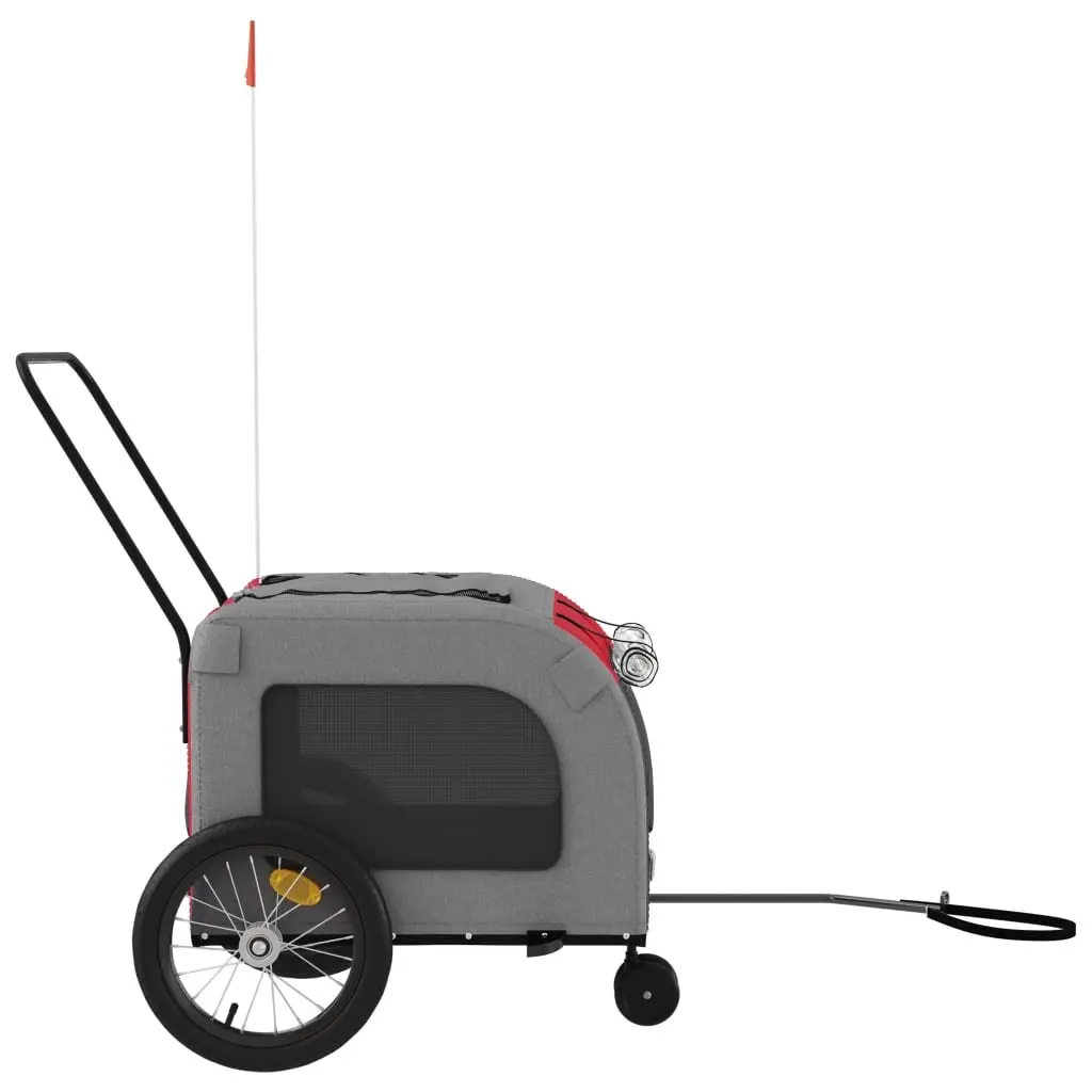 Pet Bike Trailer Red Oxford Fabric Iron Frame Wheels Dogs Cargo Attachment