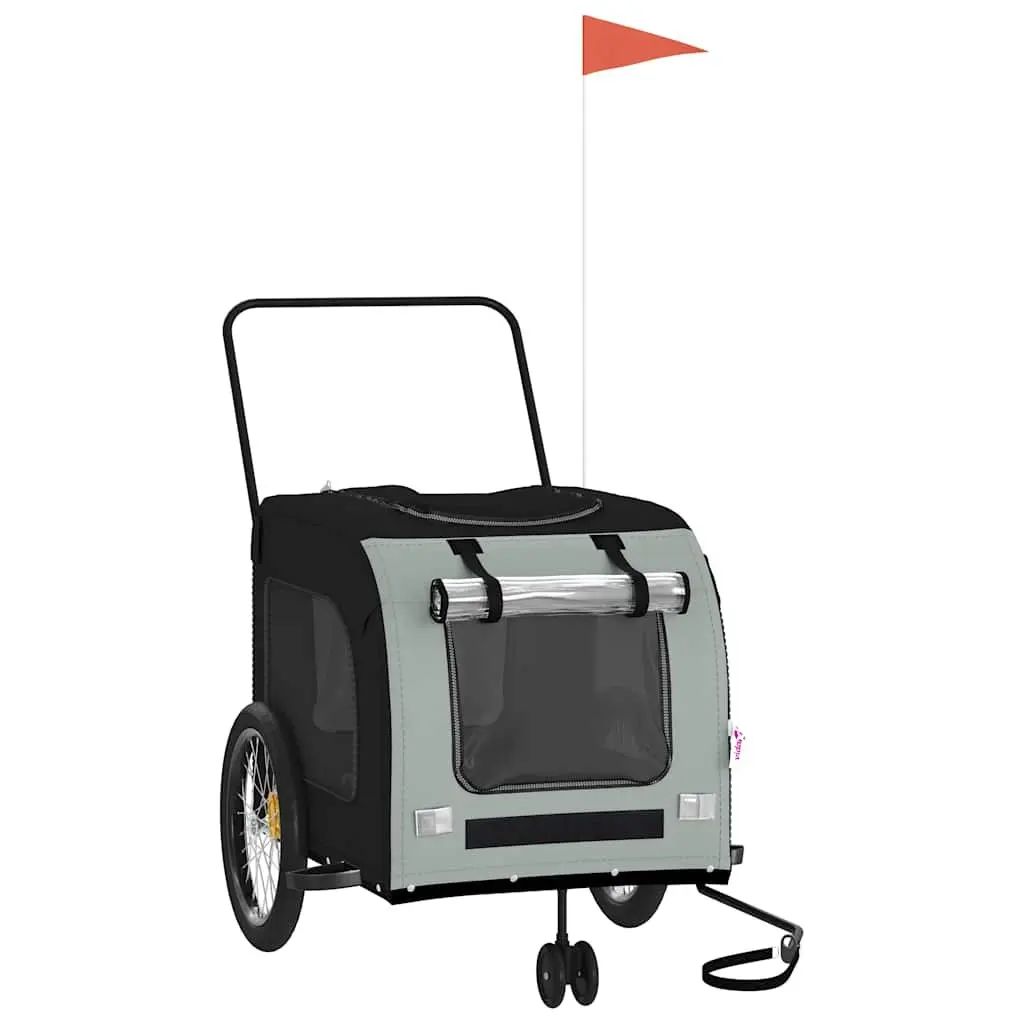 Pet Bike Trailer Iron Frame Oxford Fabric Black Cargo Carrier for Small Dogs and Cats