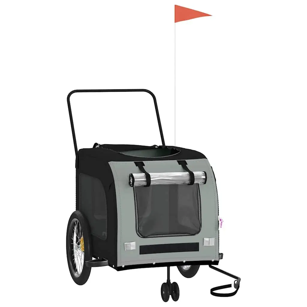Pet Bike Trailer Iron Frame Oxford Fabric Black Cargo Carrier for Small Dogs and Cats