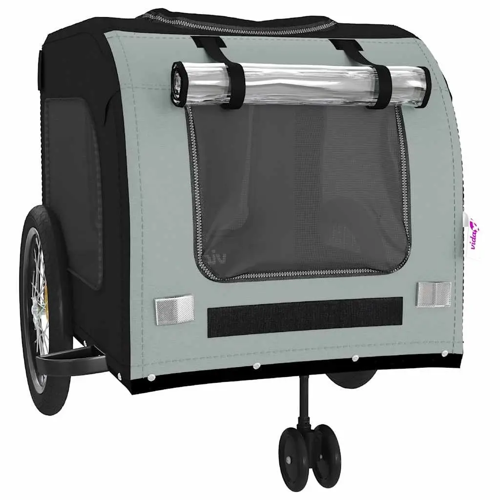Pet Bike Trailer Iron Frame Oxford Fabric Black Cargo Carrier for Small Dogs and Cats