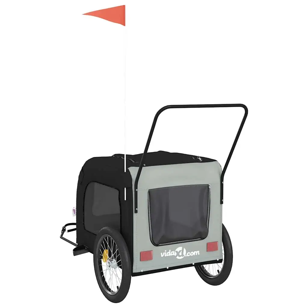 Pet Bike Trailer Iron Frame Oxford Fabric Black Cargo Carrier for Small Dogs and Cats