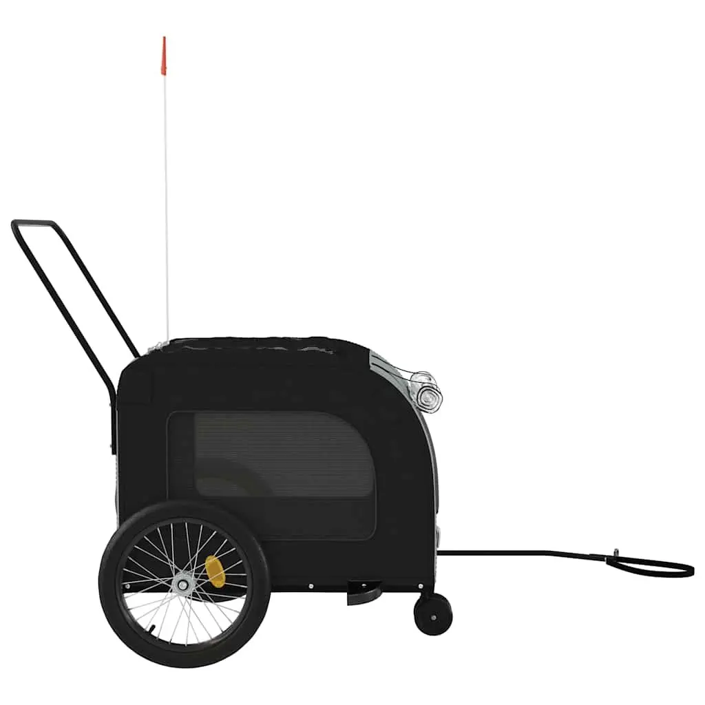 Pet Bike Trailer Iron Frame Oxford Fabric Black Cargo Carrier for Small Dogs and Cats