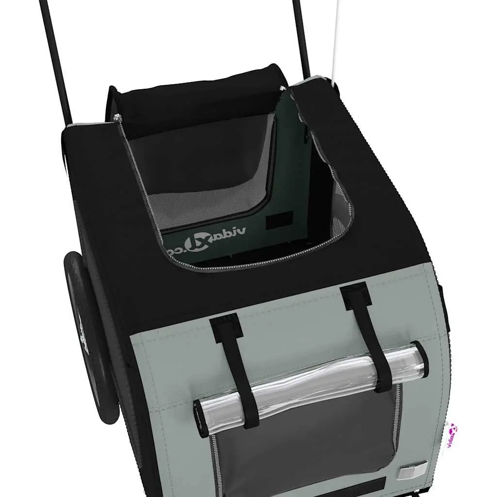 Pet Bike Trailer Iron Frame Oxford Fabric Black Cargo Carrier for Small Dogs and Cats