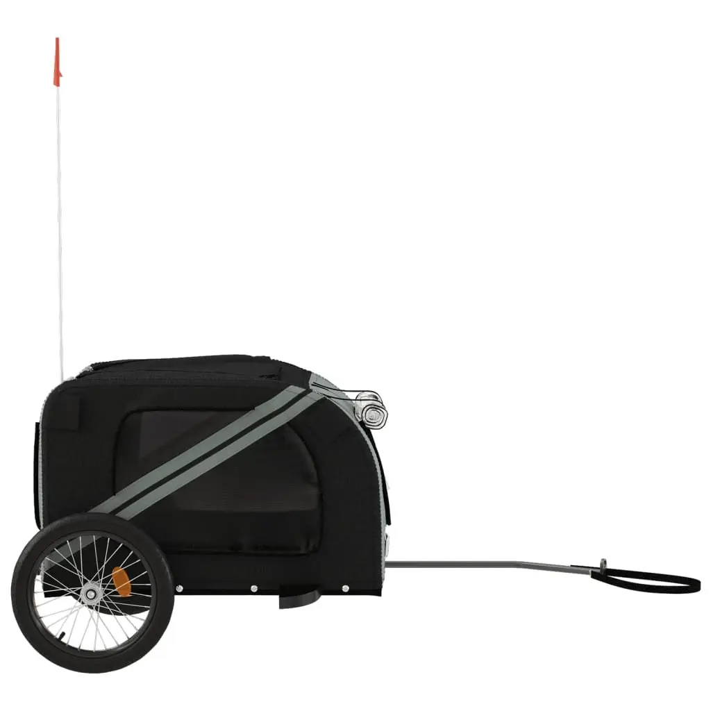 Pet Bike Trailer Iron Frame Grey Oxford Fabric Wheels