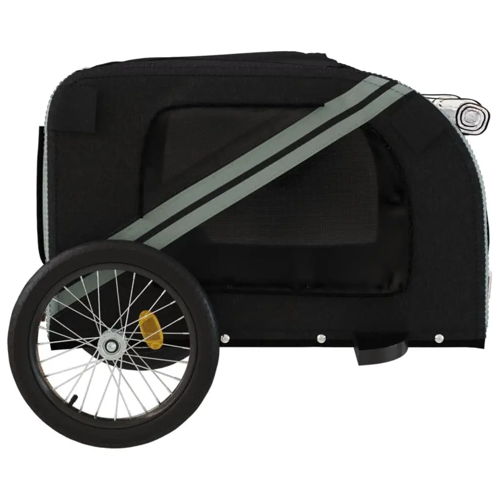Pet Bike Trailer Iron Frame Grey Oxford Fabric Wheels