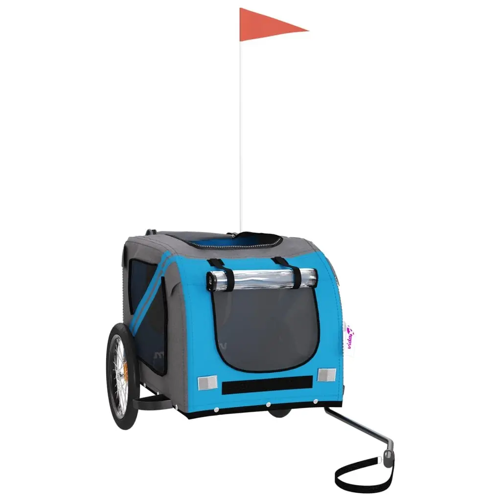 Pet Bike Trailer Iron Frame Oxford Fabric Small Dogs Blue