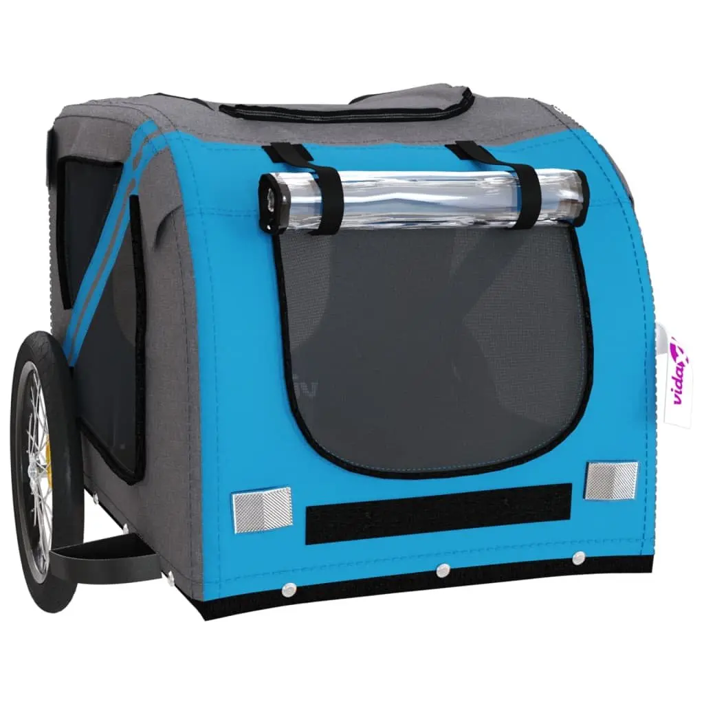 Pet Bike Trailer Iron Frame Oxford Fabric Small Dogs Blue