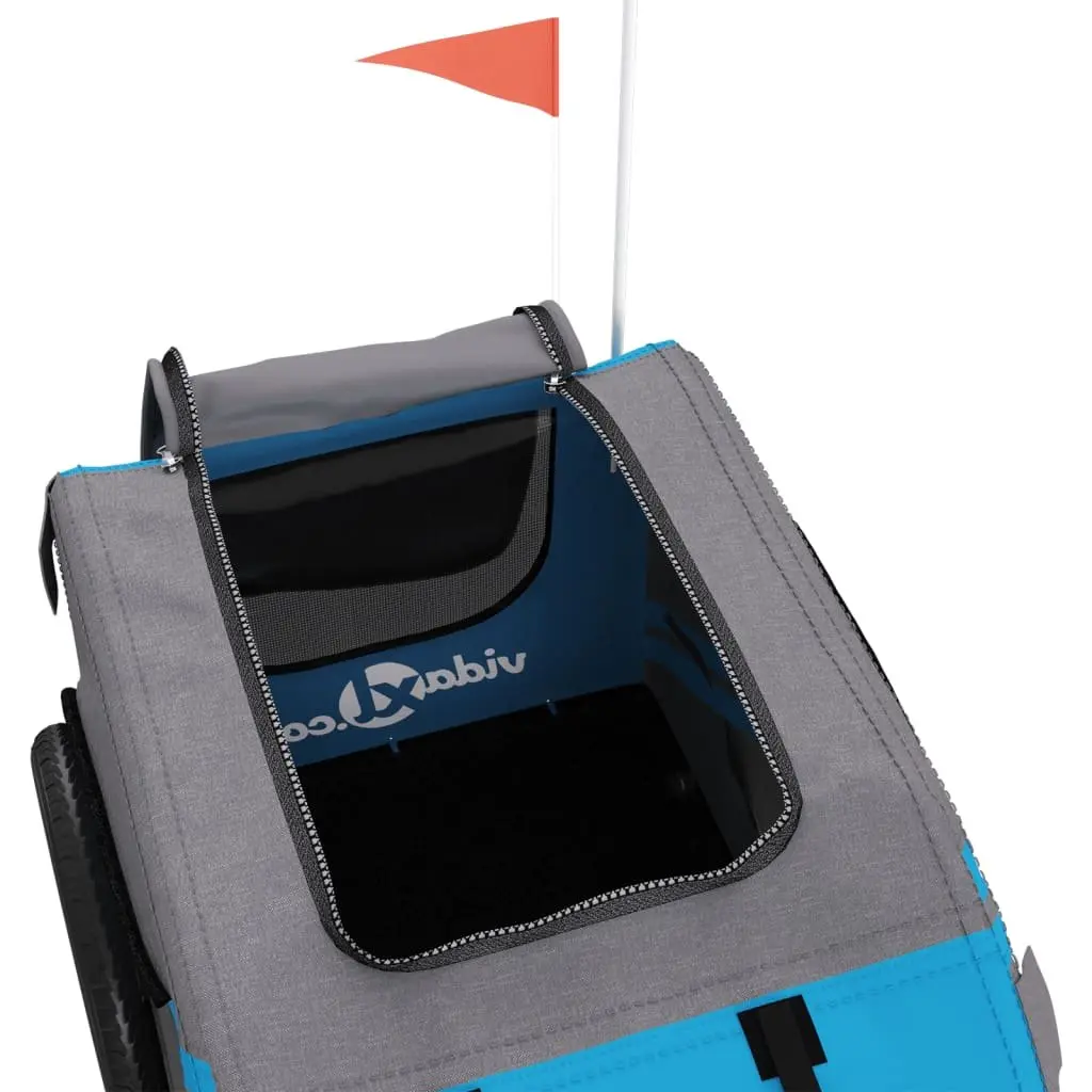 Pet Bike Trailer Iron Frame Oxford Fabric Small Dogs Blue
