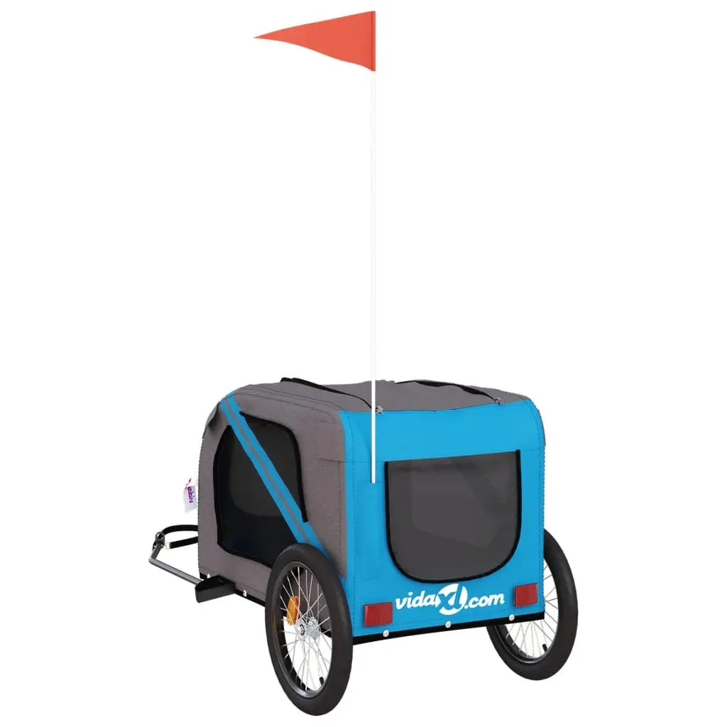 Pet Bike Trailer Iron Frame Oxford Fabric Small Dogs Blue