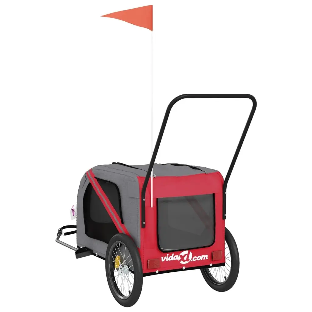Pet Bike Trailer Iron Frame Oxford Fabric Small Red