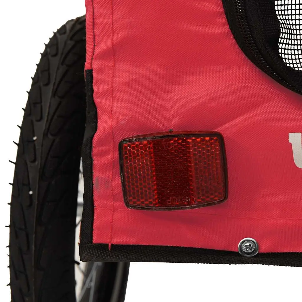 Pet Bike Trailer Red Oxford Fabric Iron Frame Small Dogs Pets Cargo Carrier