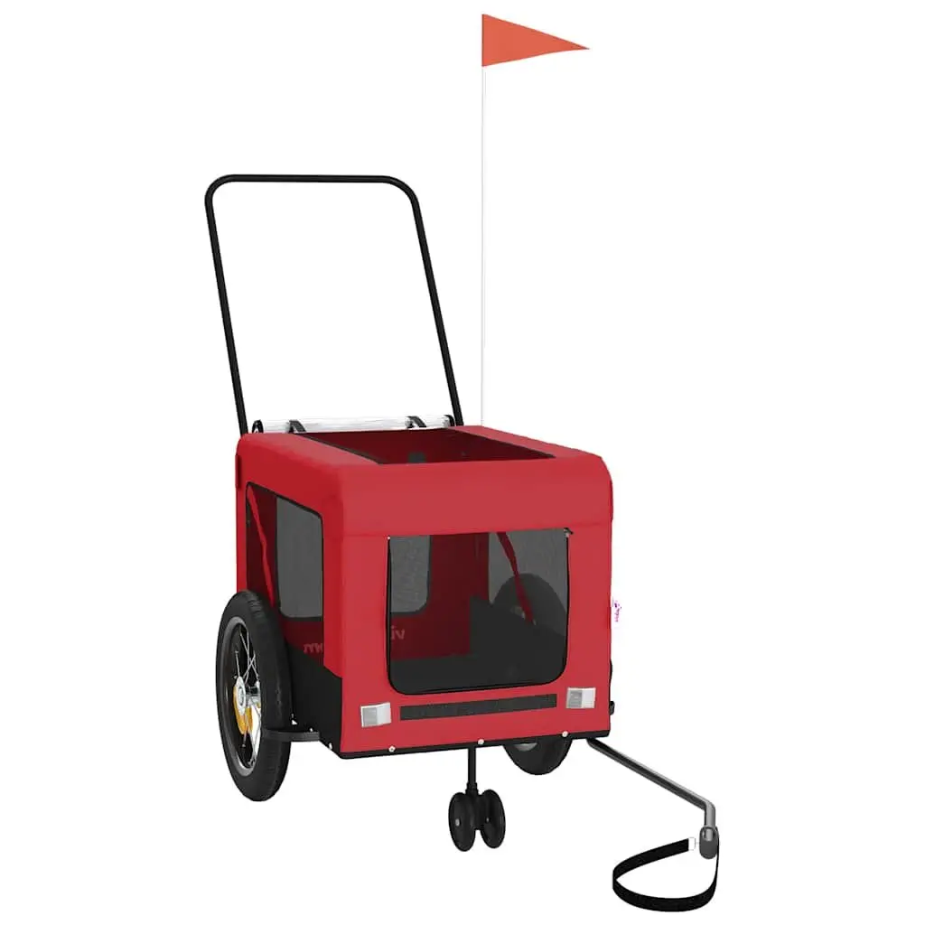 Pet Bike Trailer Red Oxford Fabric Iron Frame Small Dogs Pets Cargo Carrier